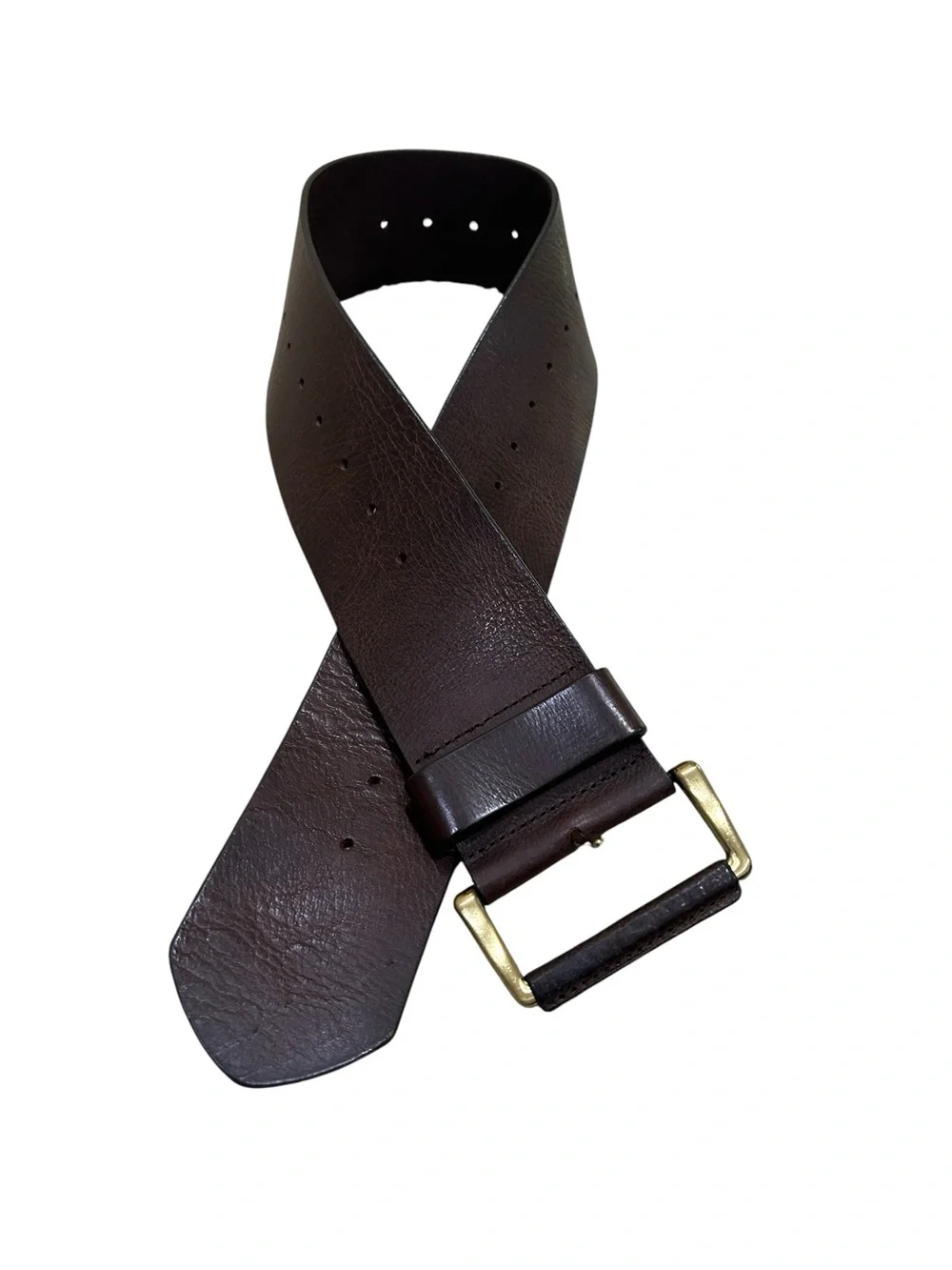 Banana Republic Dark Brown wide Leather Belt Brass Buckle USA made sz small